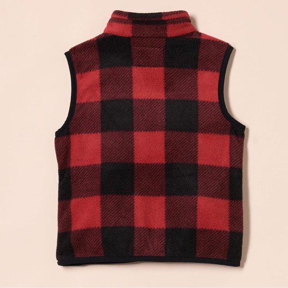 Toddler 3T Christmas Red Black Checkered Fleece Vest Unisex Holiday Winter Kids - Picture 2 of 6
